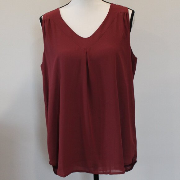 Zenana Sleeveless Mauve Flowy V-Neck Top Size Medium - Picture 1 of 9